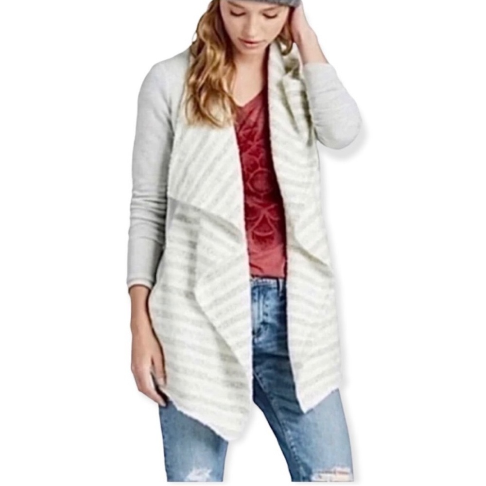 Lucky Brand Cozy Gray Striped Cardigan SZ XS EUC